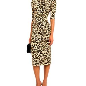 Delora fitted leopard mock neck dress